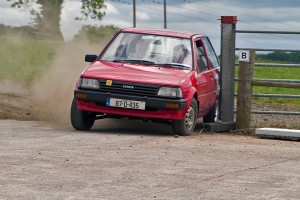 Frank Lenehan and Olwen Blair clip a gatepost on their way to a fine 3rd place overall.